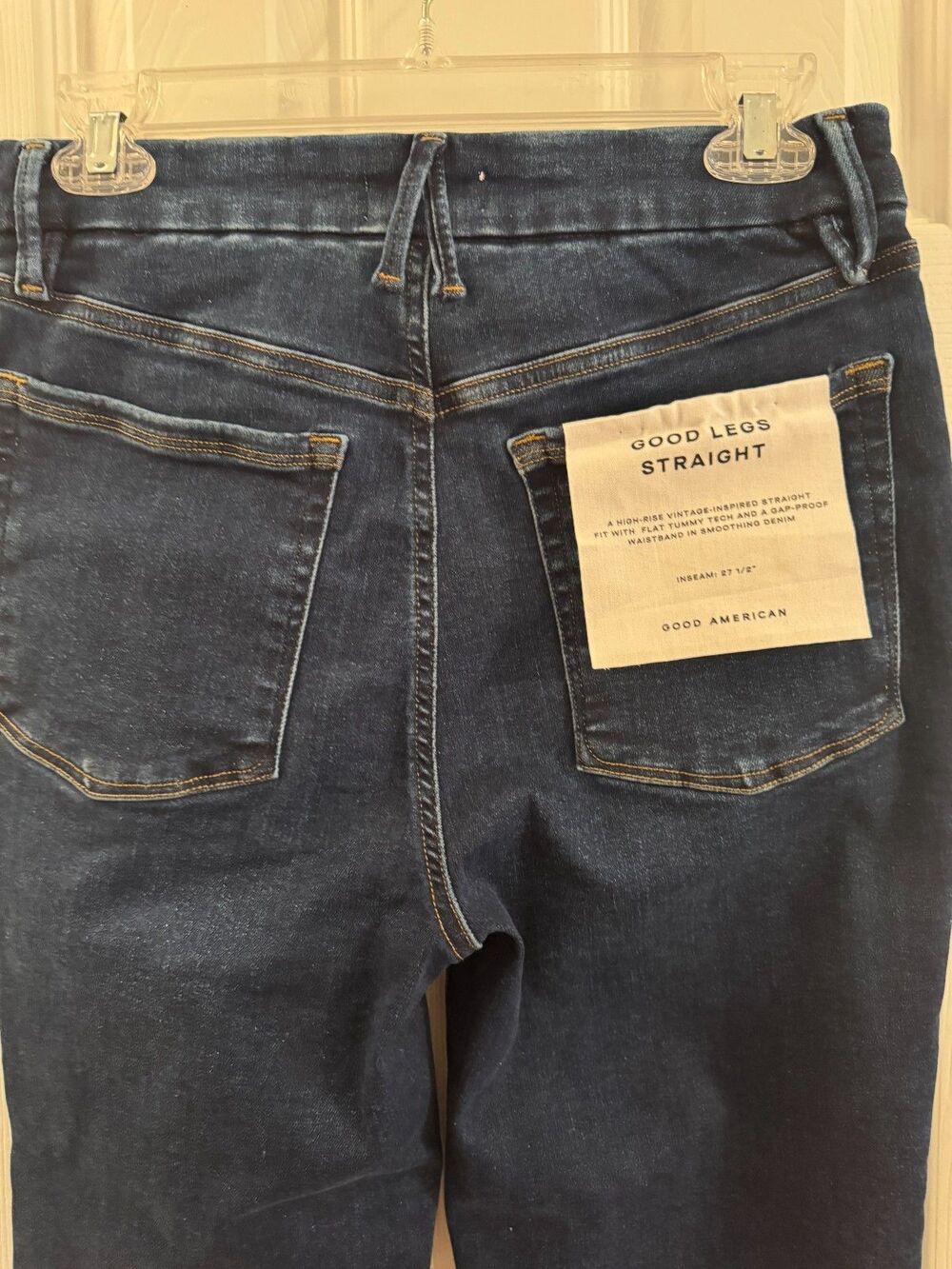 Good American Good Legs Straight High Rise Jeans Size 3 Dark Wash 27" Inseam - Picture 6 of 12
